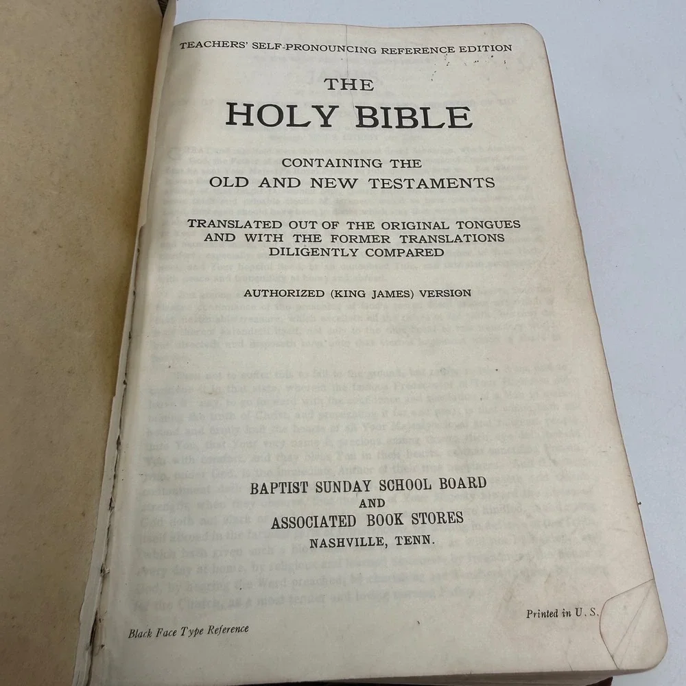 Antique KJV Holy Bible Teachers Edition Genuine Levant Morocco Leather Baptist